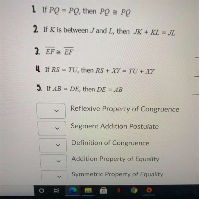 PLEASE HELP! Geometry property question. Justify each of the following statements-example-1