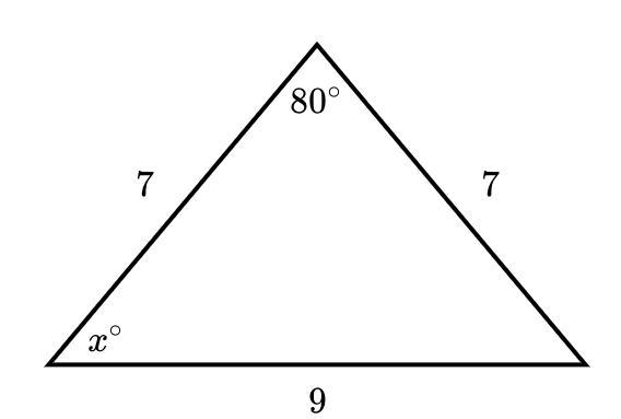 Find the value of x in the triangle below (please help mee)-example-1