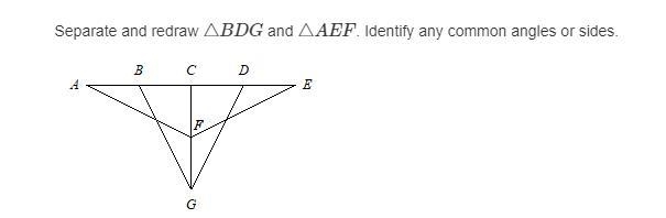 Please identify the common angles and sides or these triangles.-example-1