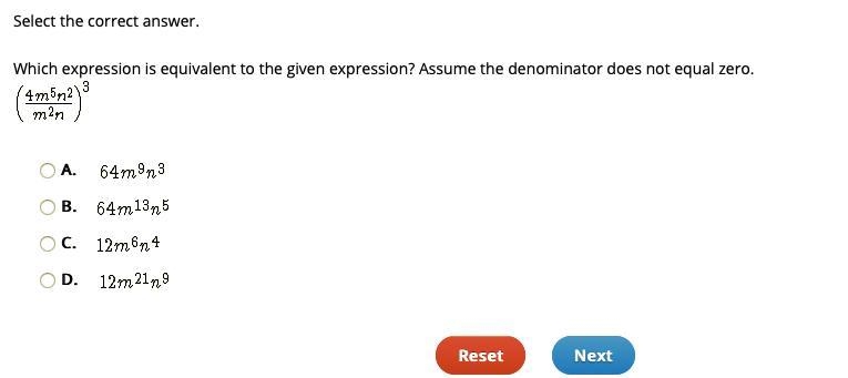 Which expression is equivalent to the given expression? Assume the denominator does-example-1