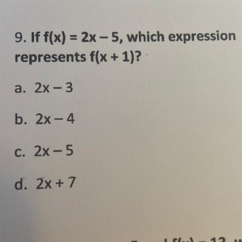 If f(x)= 2x-5, which expression represents f(x+1)?-example-1