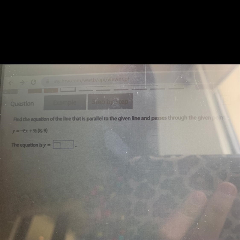 Find the equation of the line that is parallel to the given line and passes through-example-1