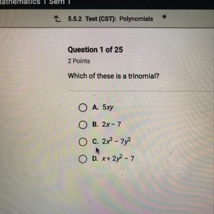 Which of these are a trinomial?-example-1