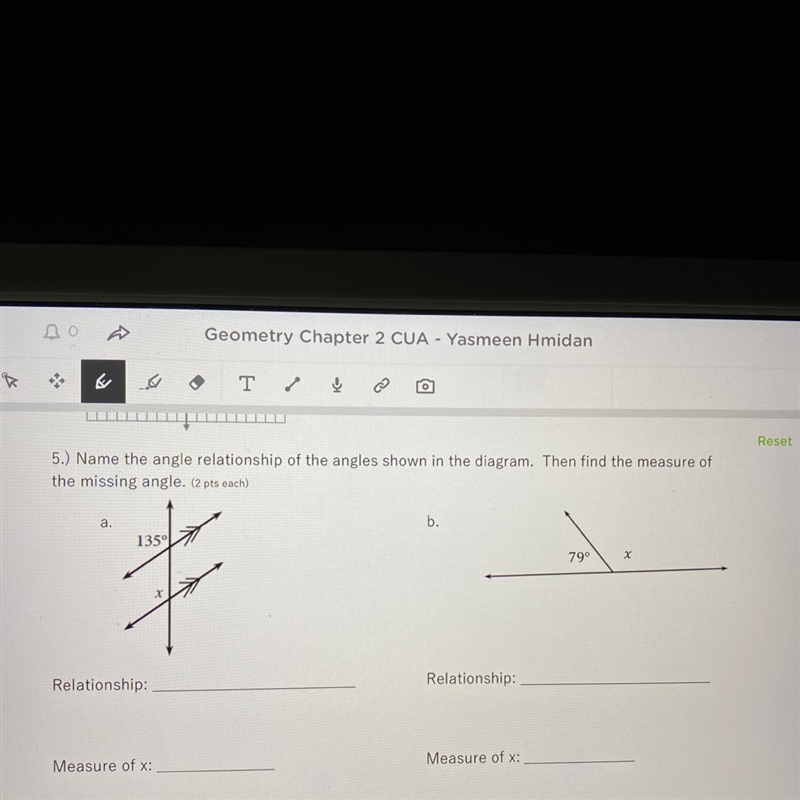 Please help asap i just need the relationship and measure of x-example-1