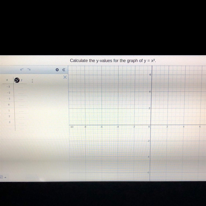 Please help! Calculate the y-values for the graph of y=x^2-example-1