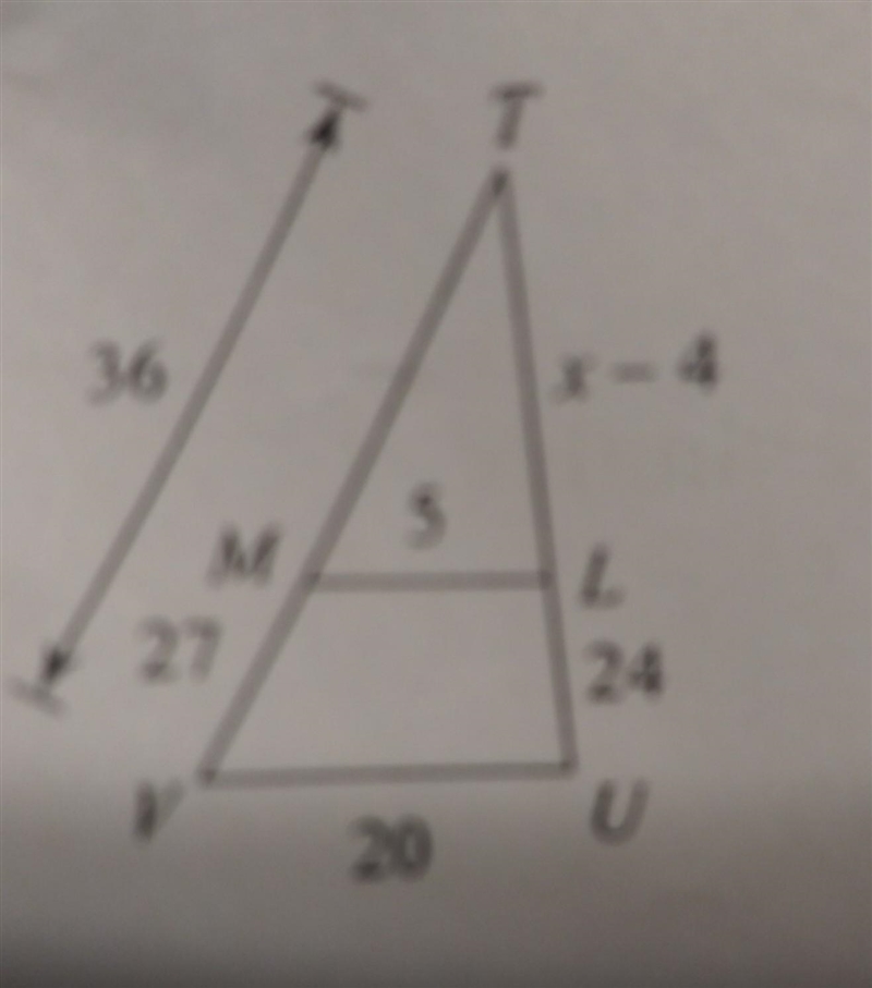 Solve for x. The triangles in each pair are similar. ​-example-1