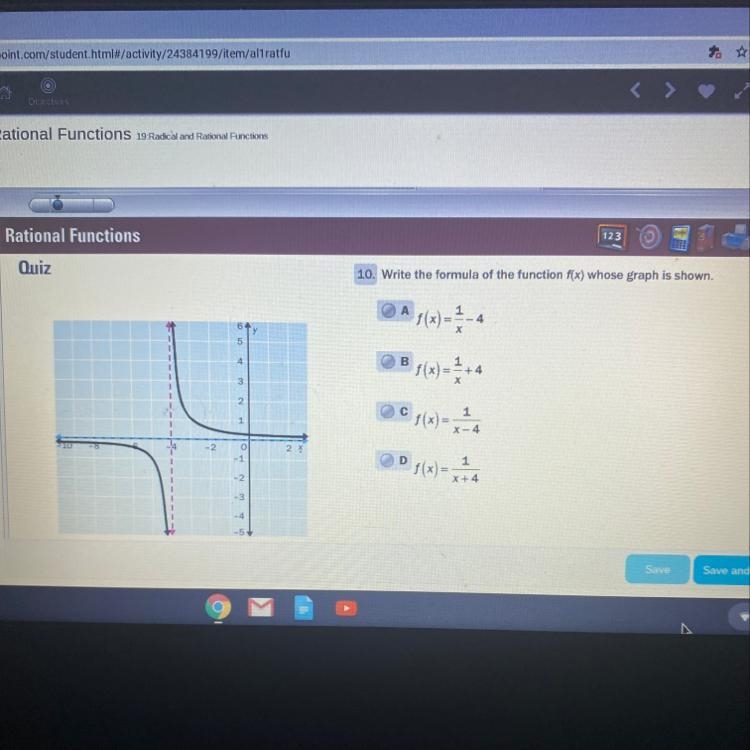 PLEASE HELP!!! 10. Write the formula of the function f(x) whose graph is shown. A-example-1