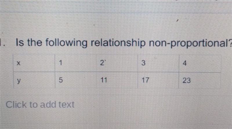 Is the following relationship non-proportional? or proportional? (please give me an-example-1