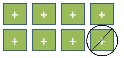 Which expression does the graphic represent? 8 positive tiles. 1 tile is crossed out-example-1