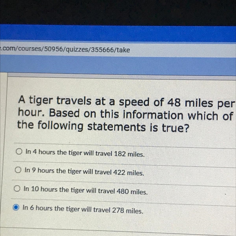 A tiger travels at a speed of 48 miles per hour. Based on this information which of-example-1