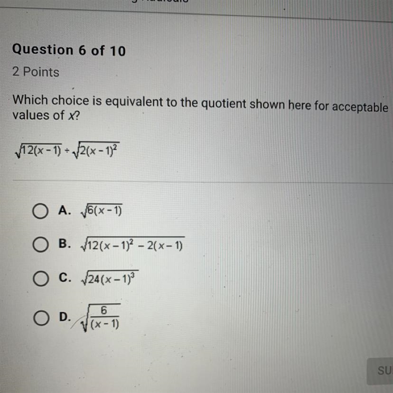 Which choice is equivalent to the quotient shown here for acceptable values of X?-example-1