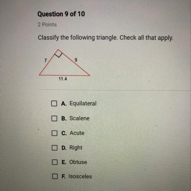 Classify the following triangle.Check all that apply-example-1