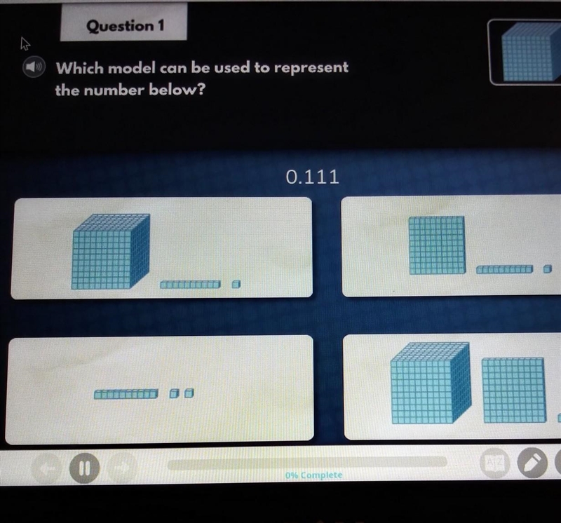 Which model can be used to represent the number below? 0.111​-example-1