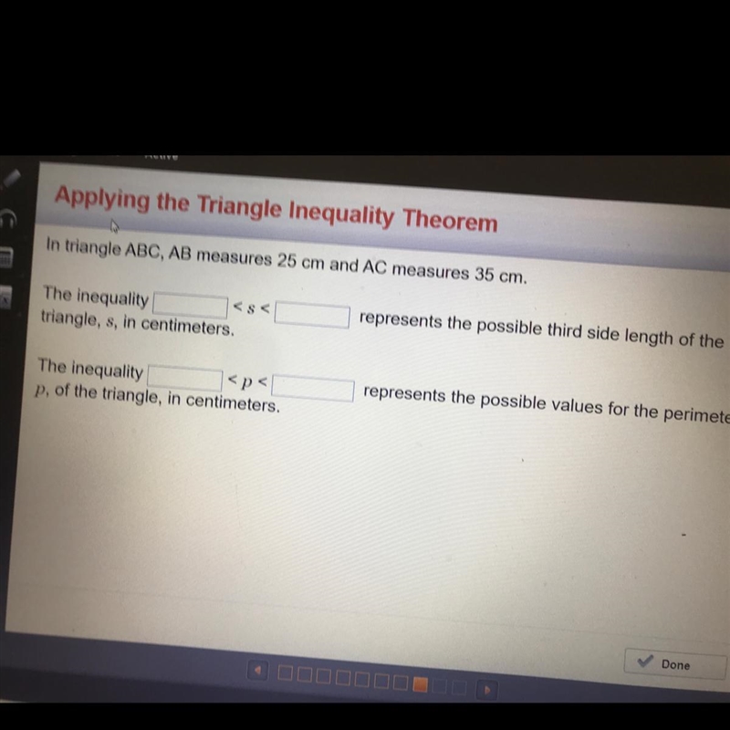 Please help! In triangle abc,ab is 25 cm and ac measures 35cm.-example-1