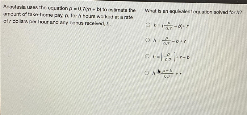 Which is equivalent equation solved for h?-example-1