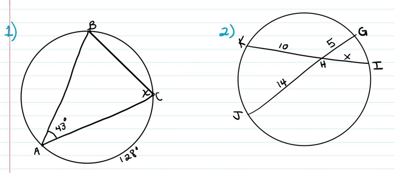 Solve for 'x' in both of the following problems. Show all your work/explanations on-example-1