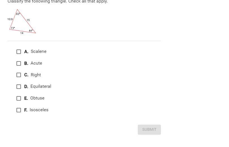 Classify the following triangle. Check all that apply.-example-1