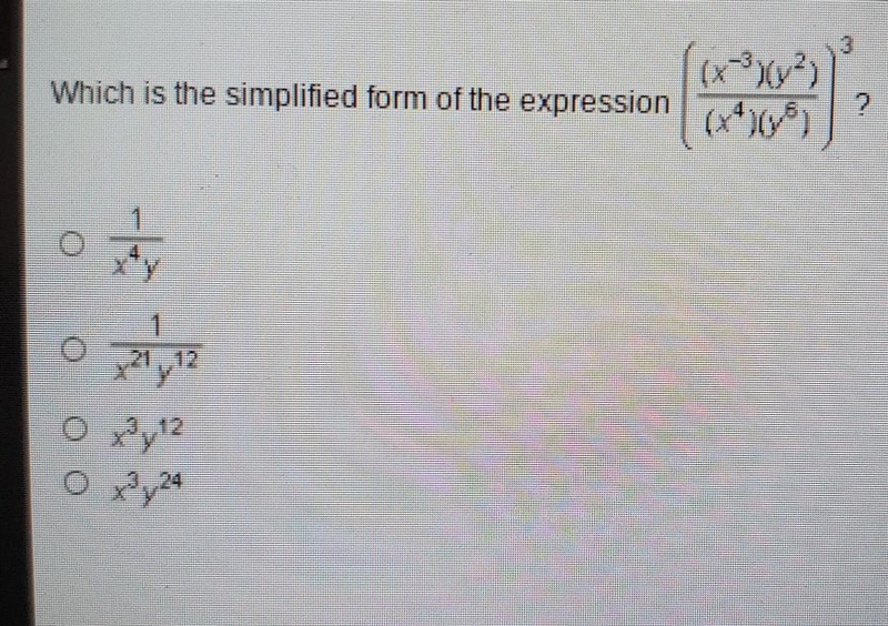 Which is the simplified form of the expression ((x^-3)(y^2)/(x4)(y^6))^3​-example-1