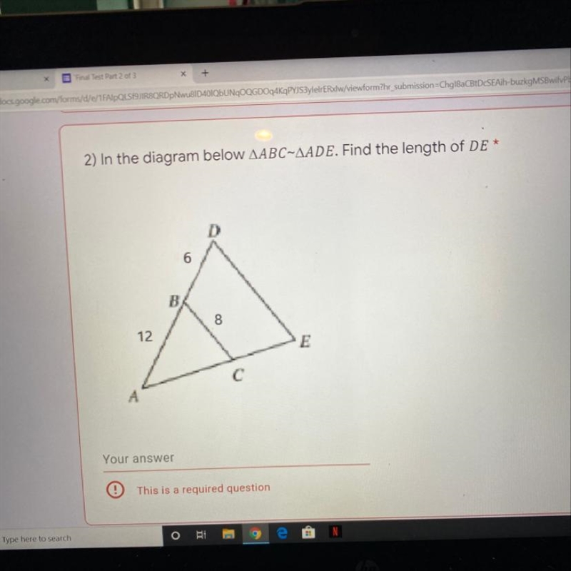 Find the length of DE-example-1