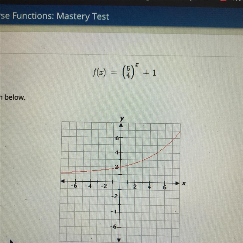 Which of the following statements about f(x) is true? F(x)=(5/4)^x+1-example-1