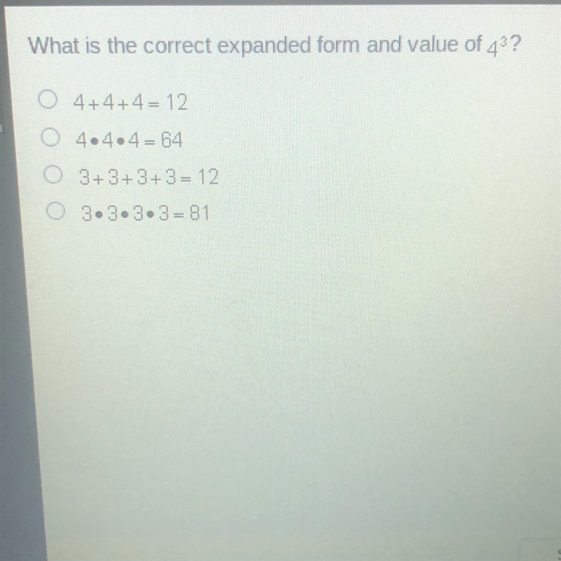 What is the correct expanded for and value of 43?-example-1