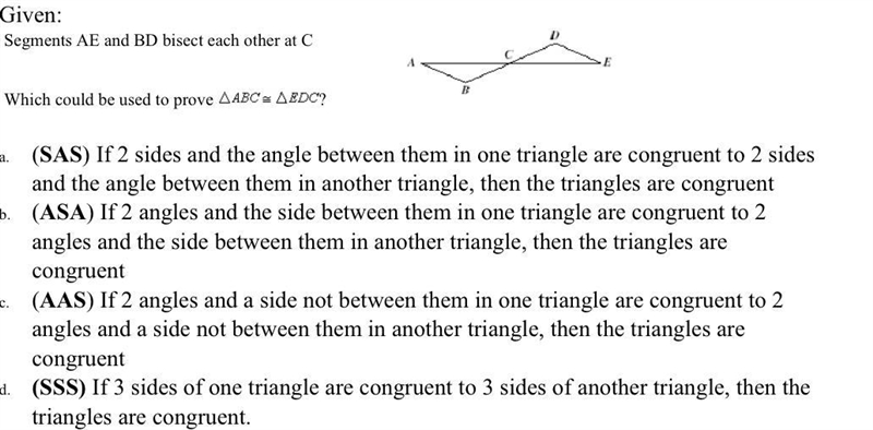 Geometry question Which could be used to prove ABC = EDC?-example-1