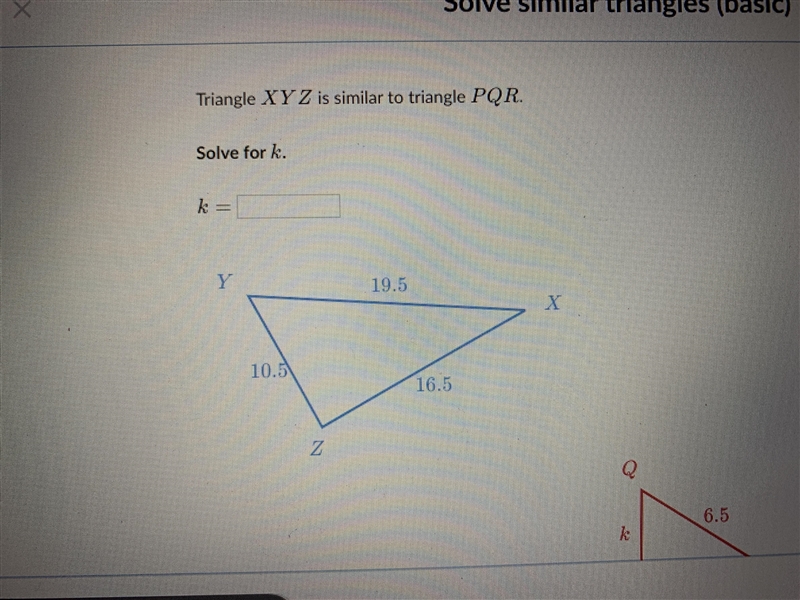 Solve similar triangles can someone please answer help-example-1