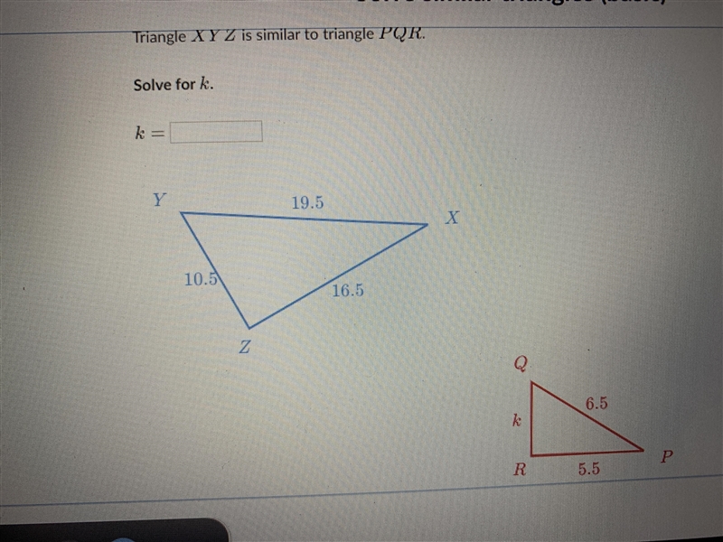 Solve similar triangles can someone please answer help-example-2