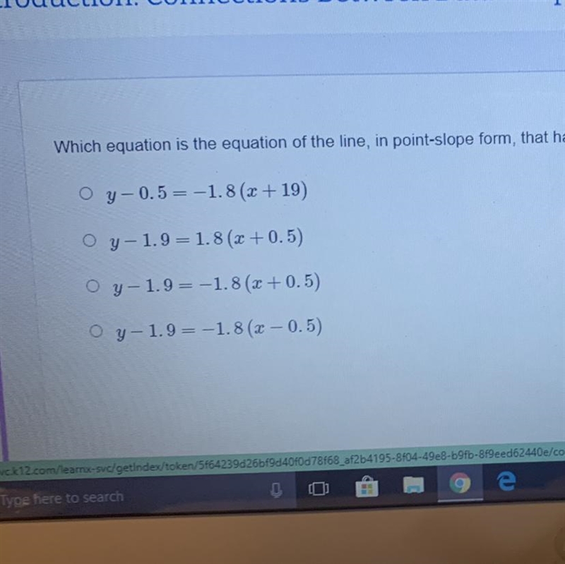 What equation is the equation of the line, in point slope form, that has a slope of-example-1