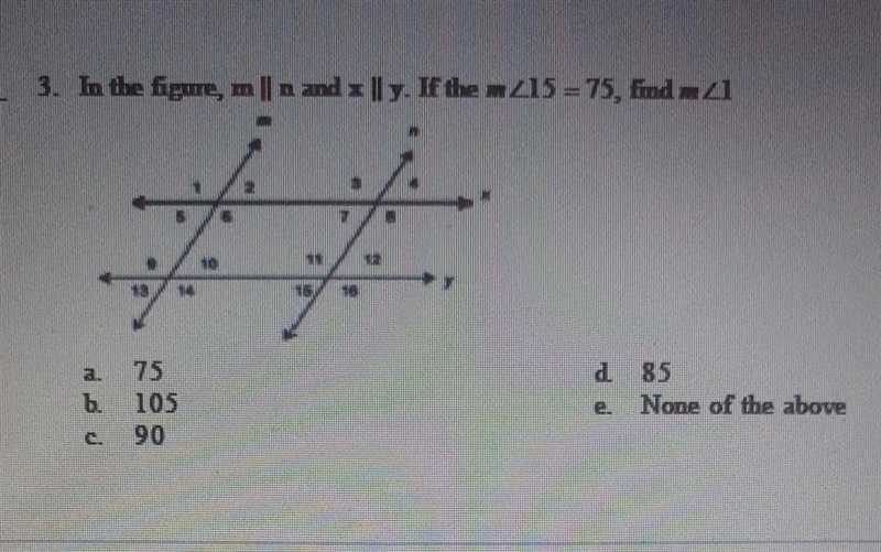 In the figure, m || n and x || y. If the m... ​-example-1