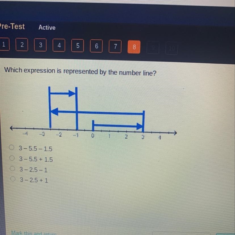 Which expression is represented by the number line?-example-1