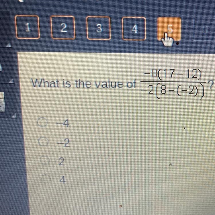 -B[ 17 - 12) What is the value of ? -2(B-(-2) _4 0-2 2 (2) 4-example-1