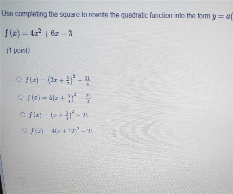 Help ASAP Help ASAP use completing the square to rewrite quadratic function into the-example-1