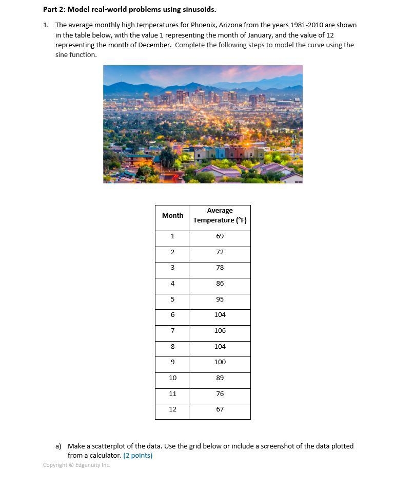 1/4 OF MY POINTS For this assignment, you will use sinusoids to model mathematical-example-3