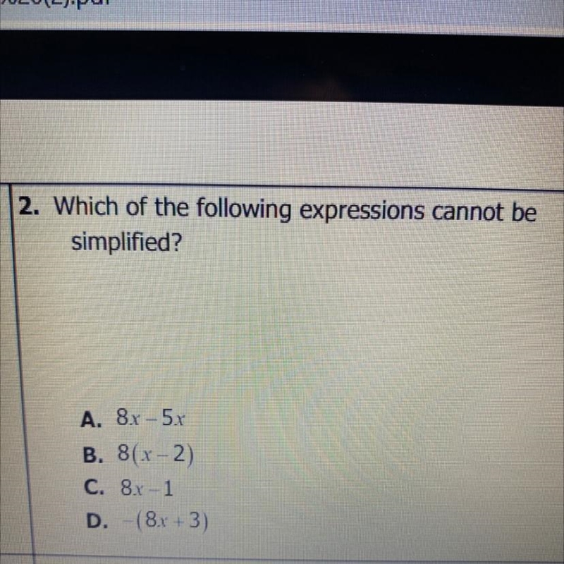 Which of the following cannot be simplified?-example-1