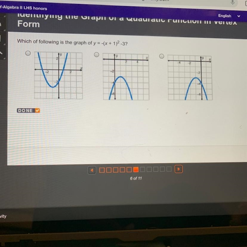 Which of following is the graph of y = -(x + 1)2-3?-example-1