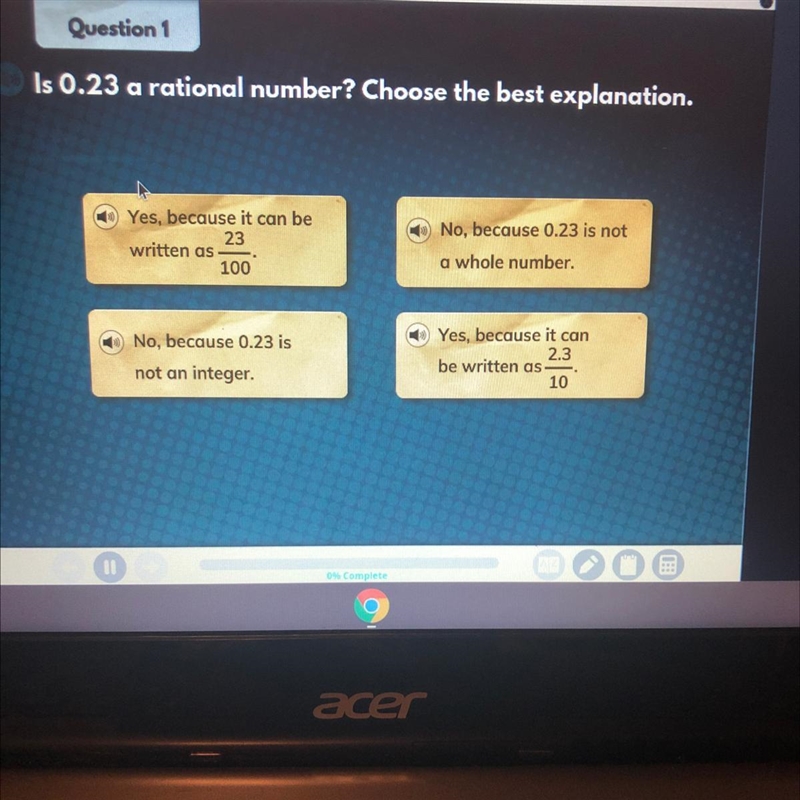 Is 0.23 a rational number? Choose the best explanation.-example-1