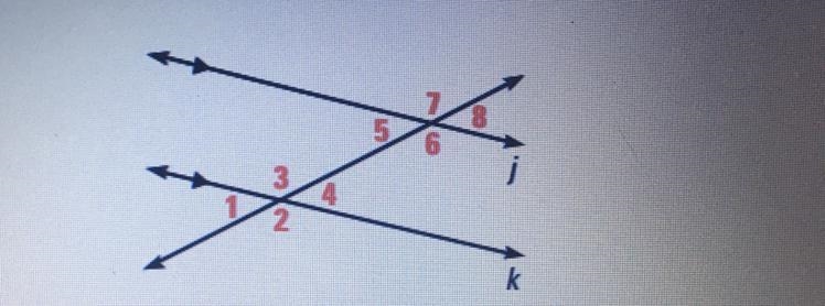 HELP PLS‼️Given j || k, give two angles that are corresponding-example-1