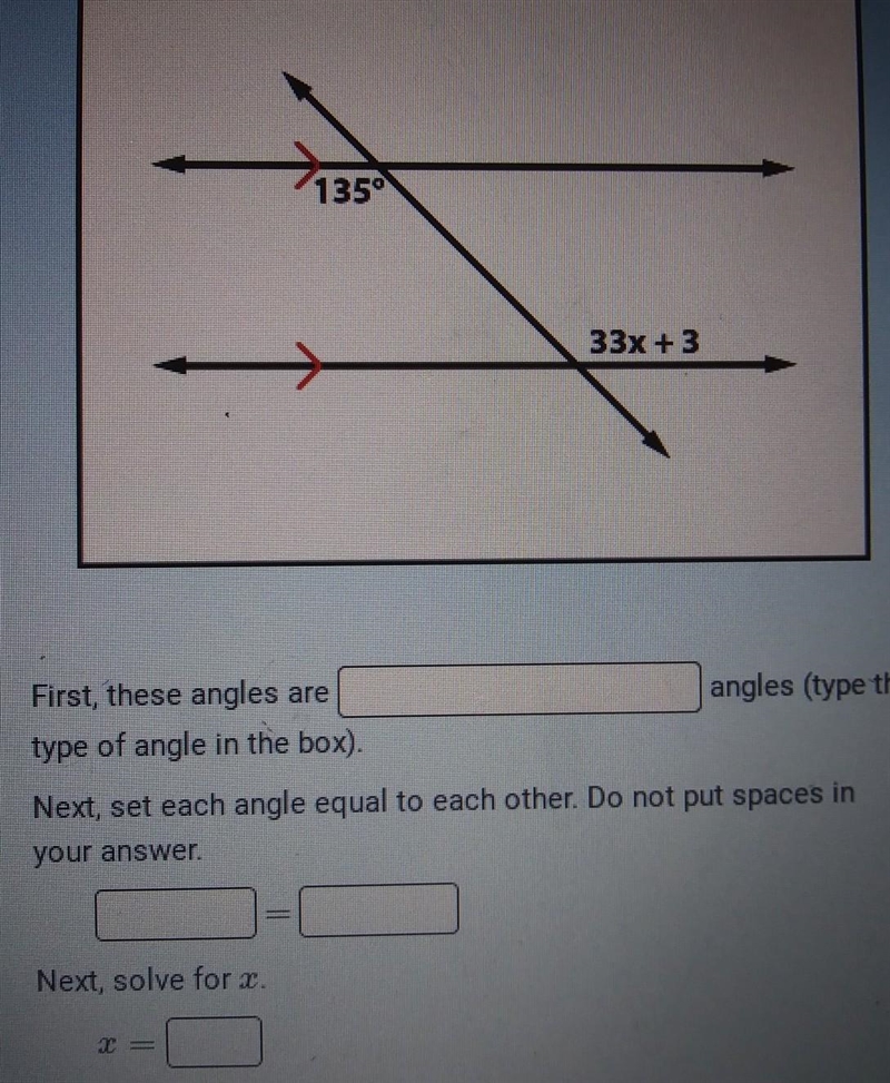 Instructions: Given the following image of two parallel lines cut by transversal, find-example-1