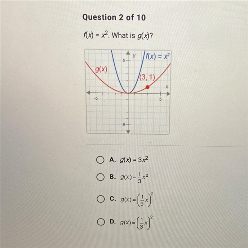 Please help!!! f(x) = x2. What is g(x)?-example-1