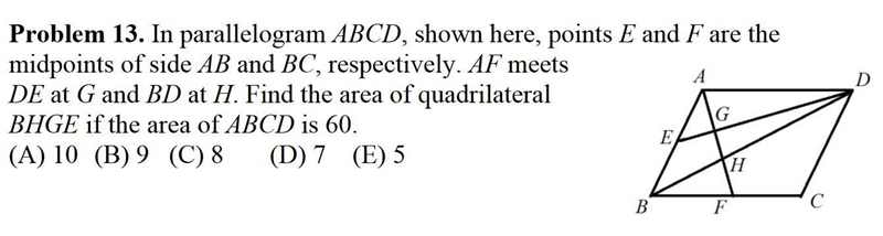 In parallelogram ABCD, points E and F are the midpoints of side AB and BC, respectively-example-1