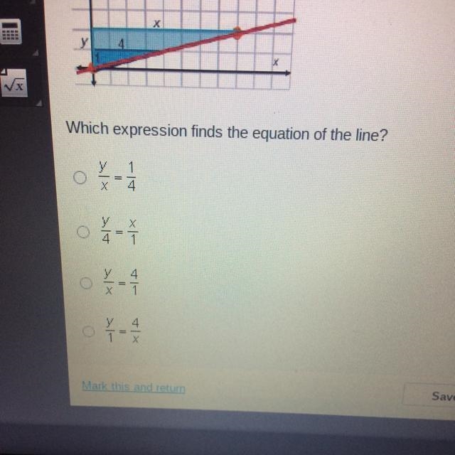 The graph shows a line and two similar triangles. у х y Which expression finds the-example-1