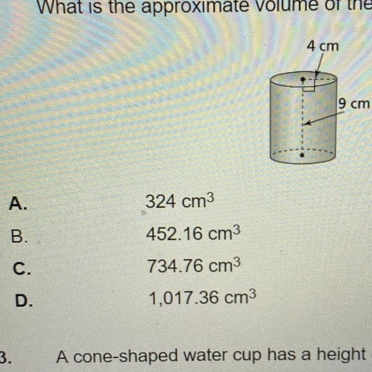 What is the approximate volume of the cylinder?-example-1