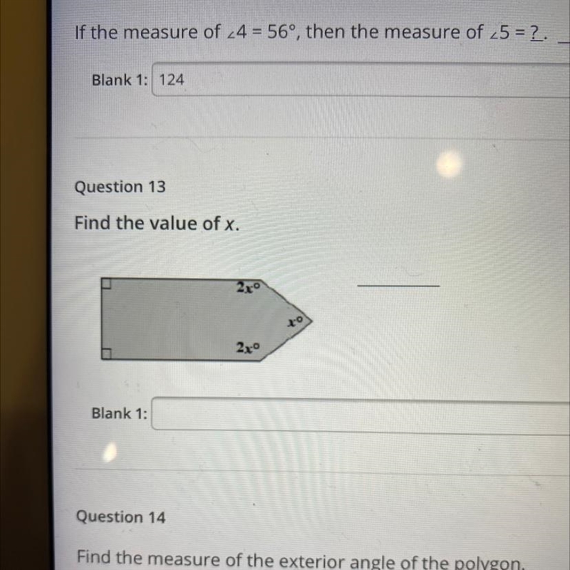 Question 13 Find the value of x.-example-1