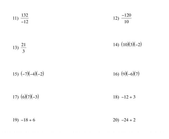 ( 60 POINTS FOR EVERYTHING ) Need some help on this INTEGERS Worksheet. Not too difficult-example-1