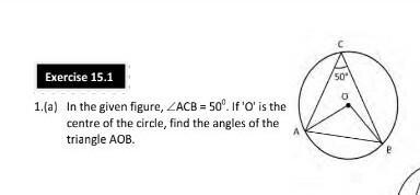 CircleFIND THE ANGLES OF AOB​-example-1