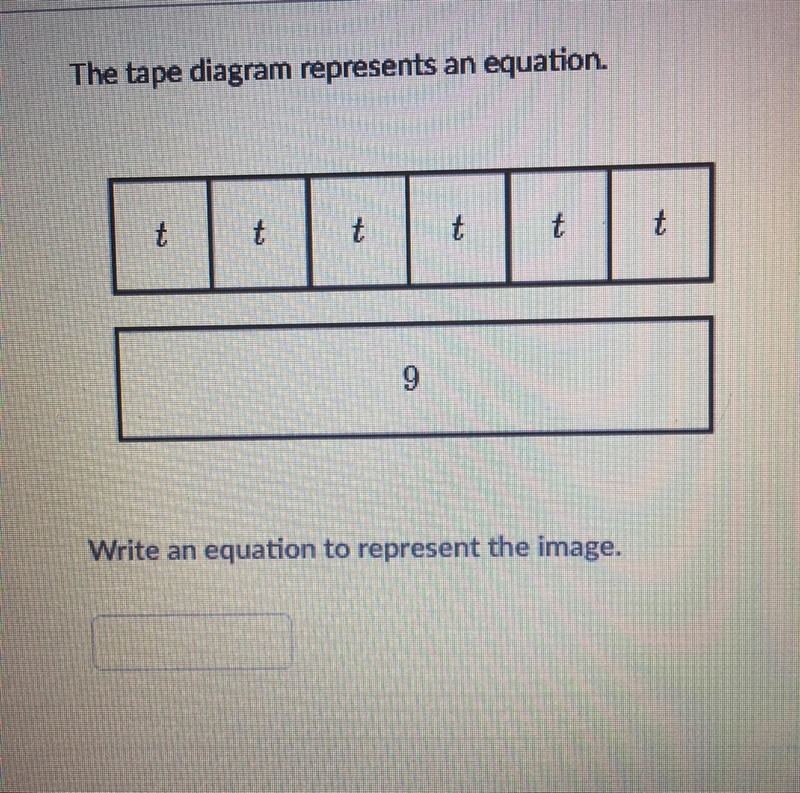 Tape diagram make an equation 6t 9-example-1