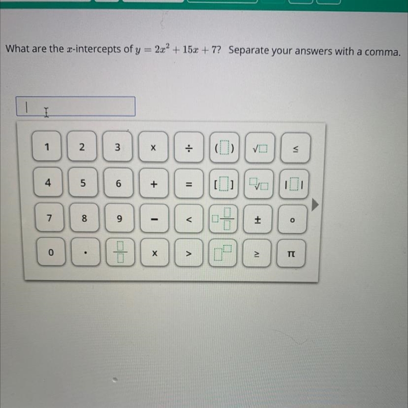 What are the x-intercepts of y = 2x² + 15x + 7?-example-1