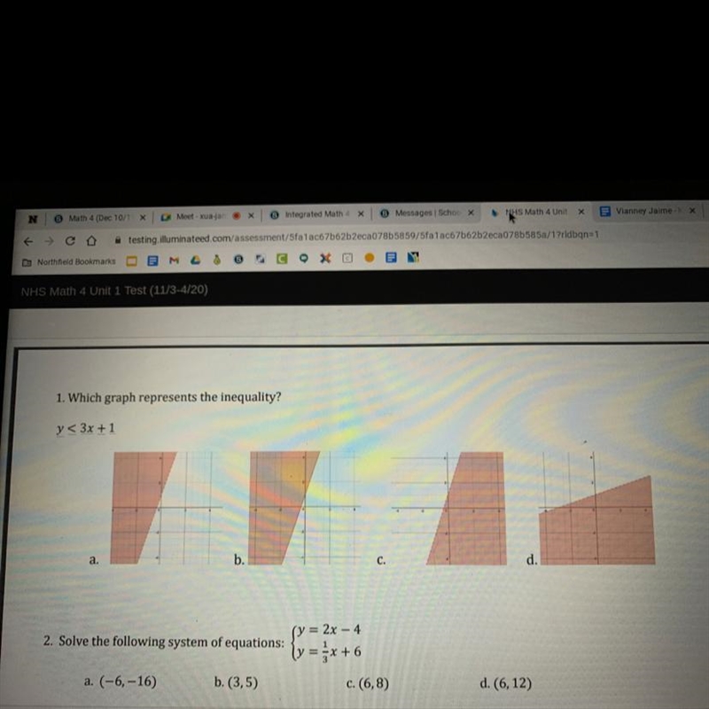 1. Which graph represents the inequality? y <3x + 1-example-1