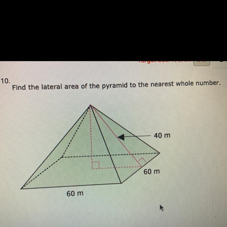 Find the lateral area of the pyramid to the nearest whole number.-example-1